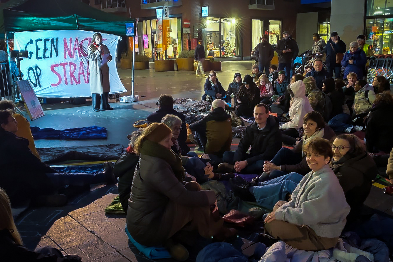 Slaapzakactie op De Munt