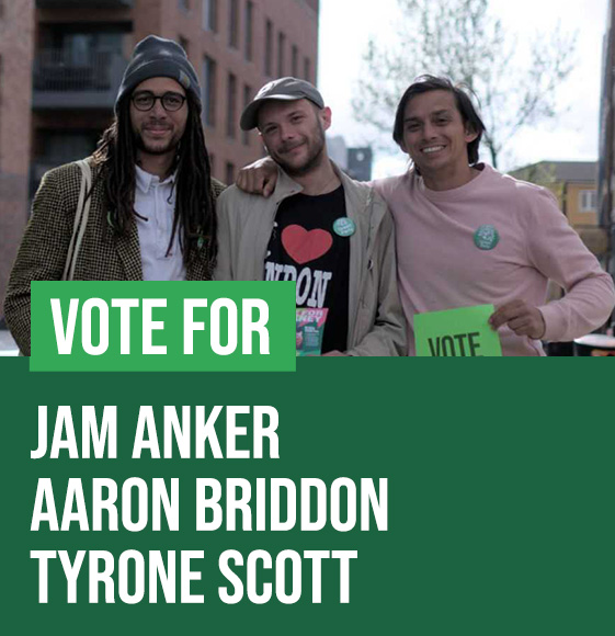 Green Candidates for Hackey Wick Jam Anker, Aaron Briddon and Tyrone Scott