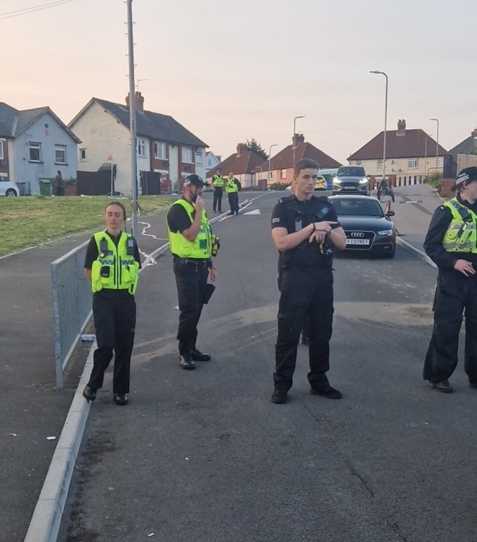A police cordon across Wilson Road on the early evening of May 22nd 2023.