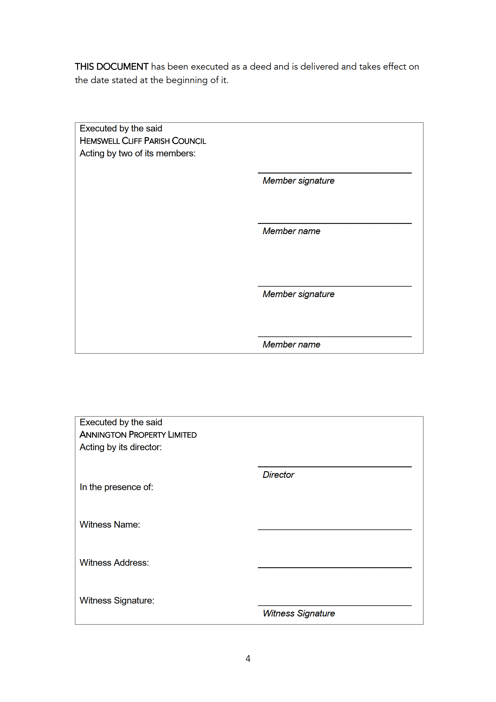 Deed of Covenant (MP) Hemswell Cliff Parish Council