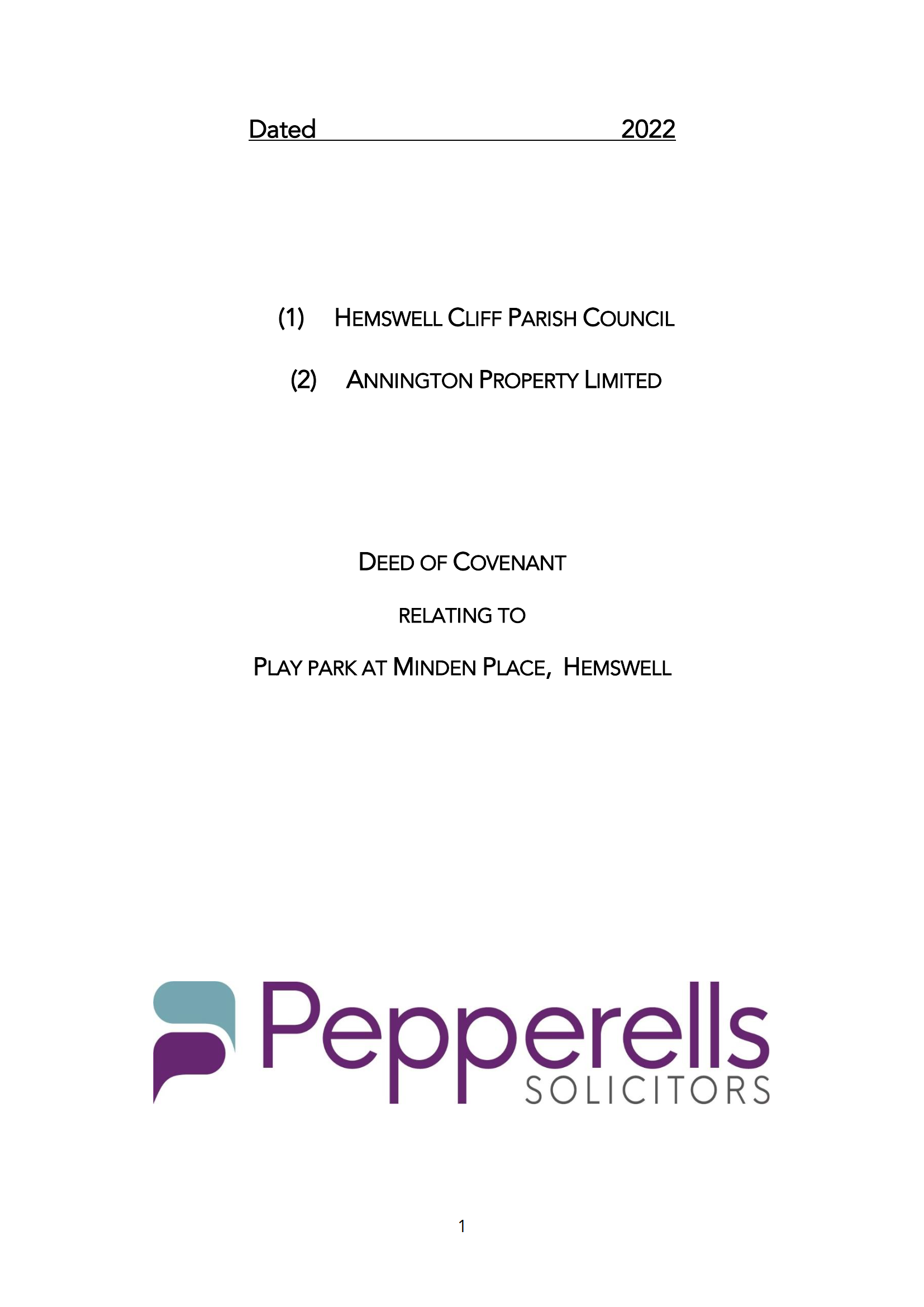 Deed of Covenant (MP) Hemswell Cliff Parish Council