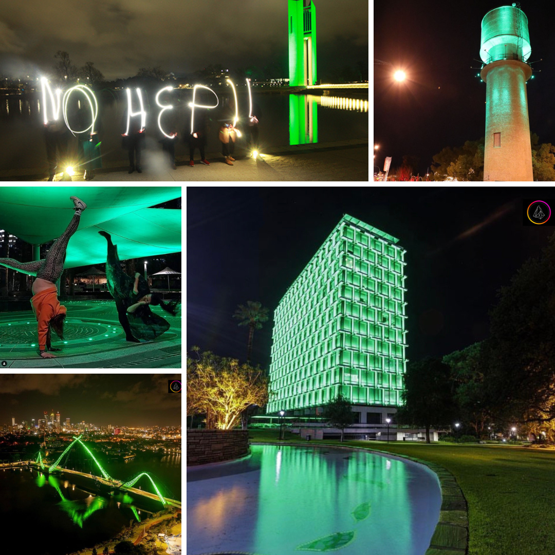Landmarks glow green