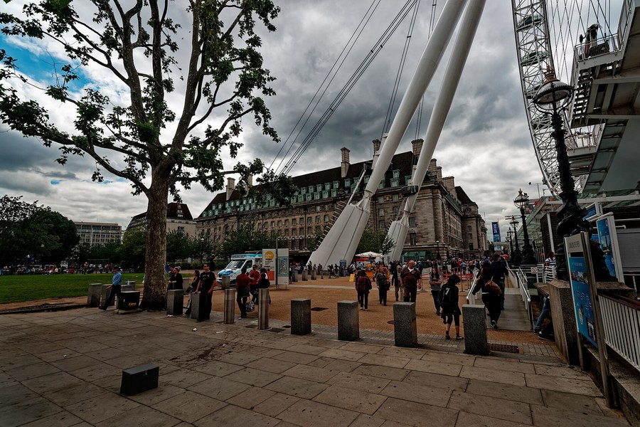The London Eye and County Hall seen from Jubilee Gardens