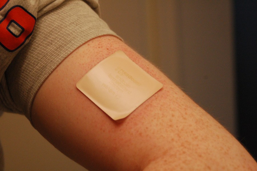 A nicotine patch, one of the aids available to help people stop smoking