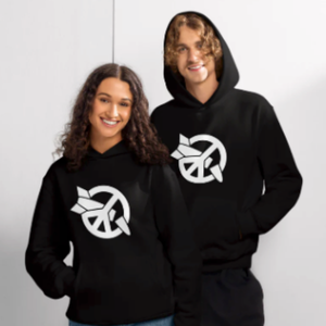 Wearing ICAN hooded sweatshirts