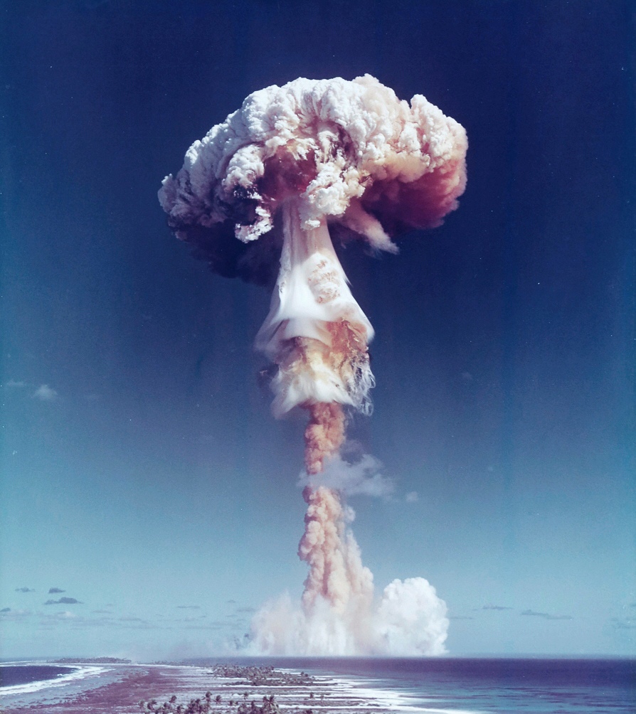 A French nuclear test explosion at Moruroa Atoll in Mā’ohi Nui in 1971. Credit: French government
