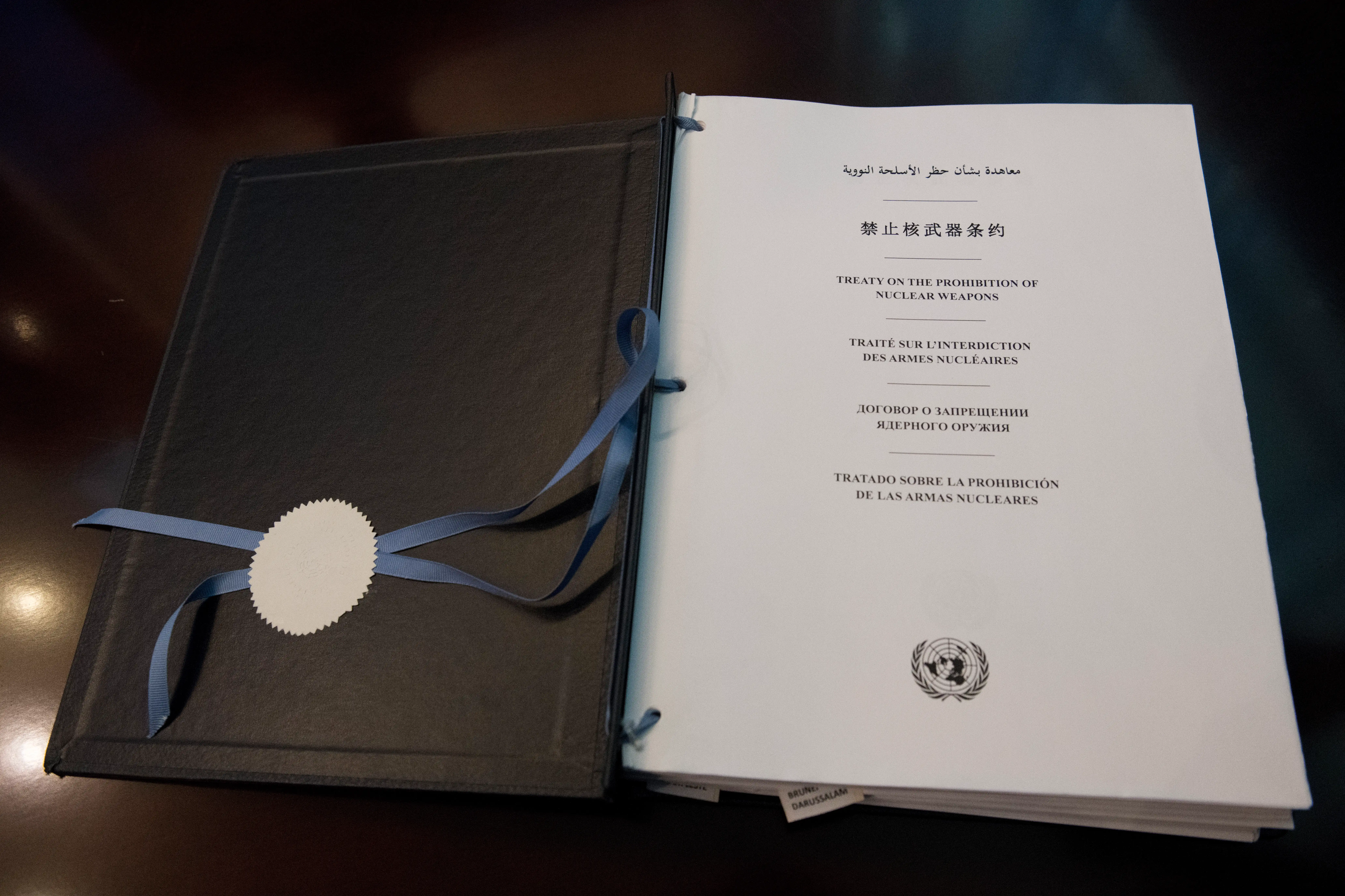 The original copy of the TPNW. Credit: ICAN