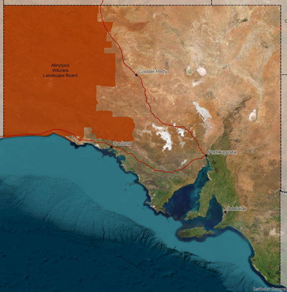 Map of the Alinytjara Wilurara Landscape Board region. 