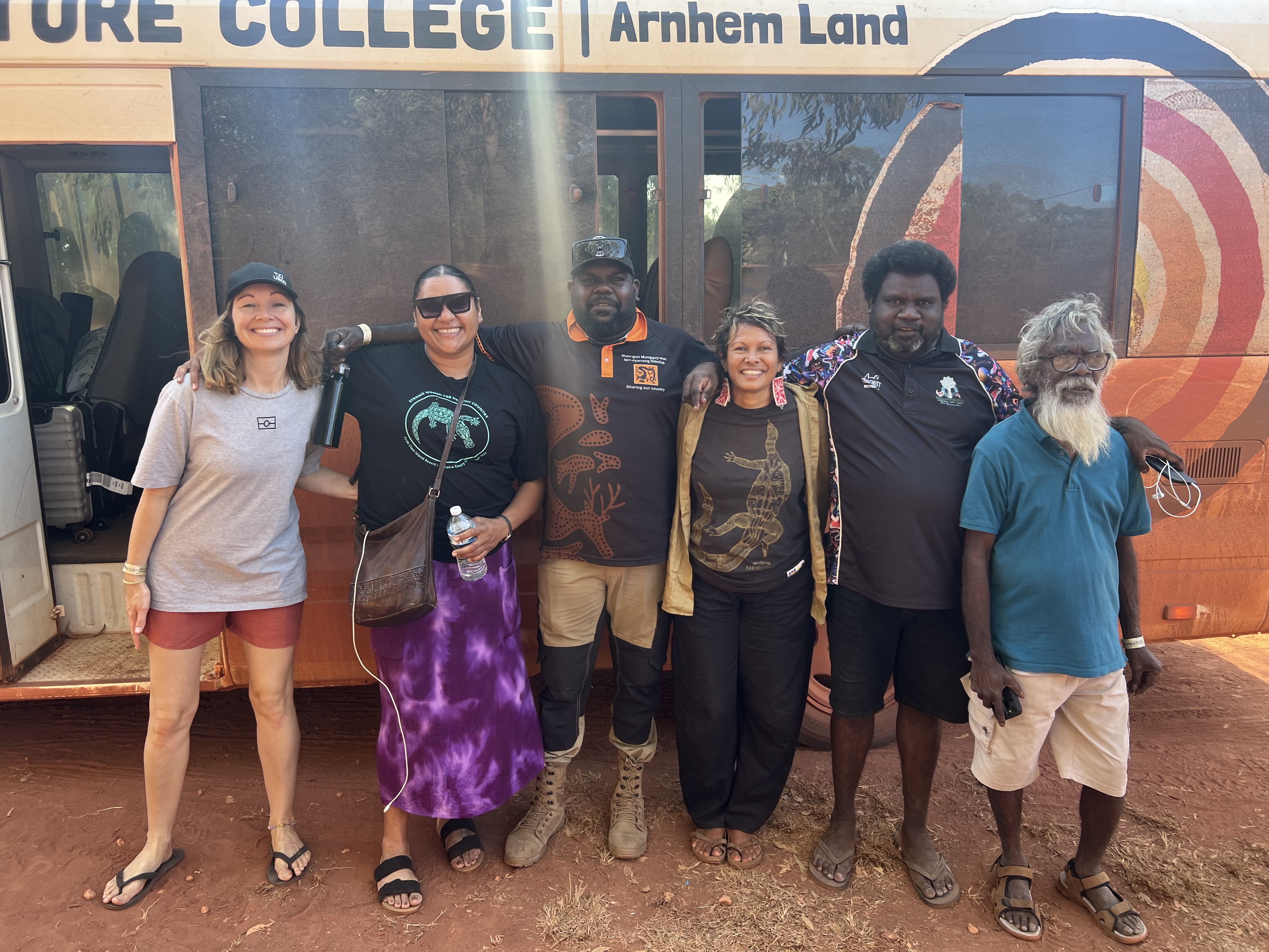 Transport in and out, Clare Price, Levina Woodbury, Tristan Maroney, Cissy Gore-Birch OAM, Teddy Bernard and Dr Dean Yibarbuk 