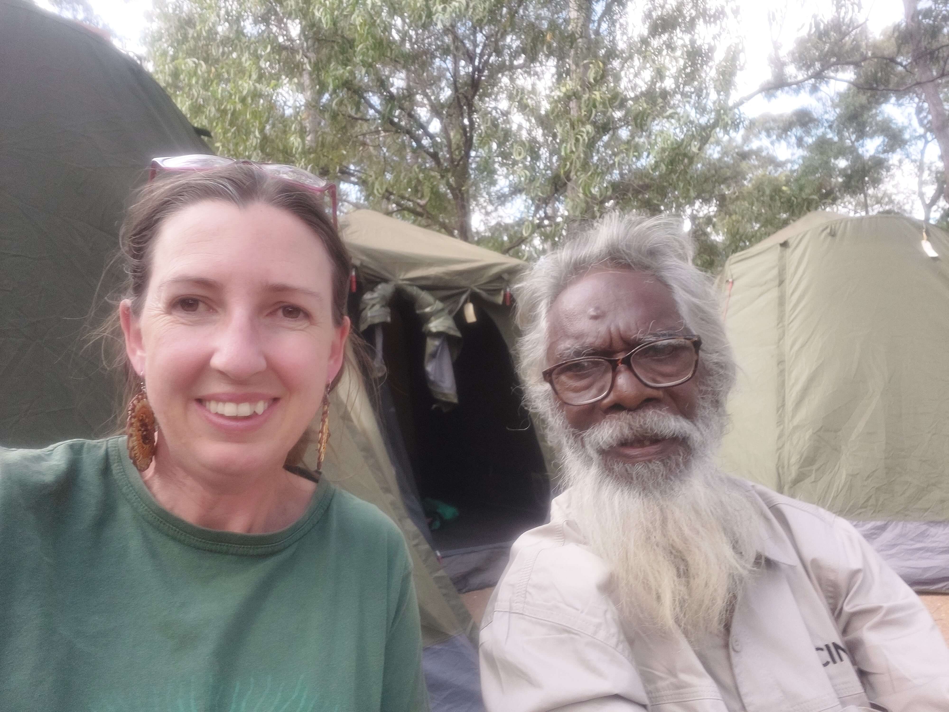 CEO Anna Boustead with Dr Dean Yibarbuk at the ICIN campsite