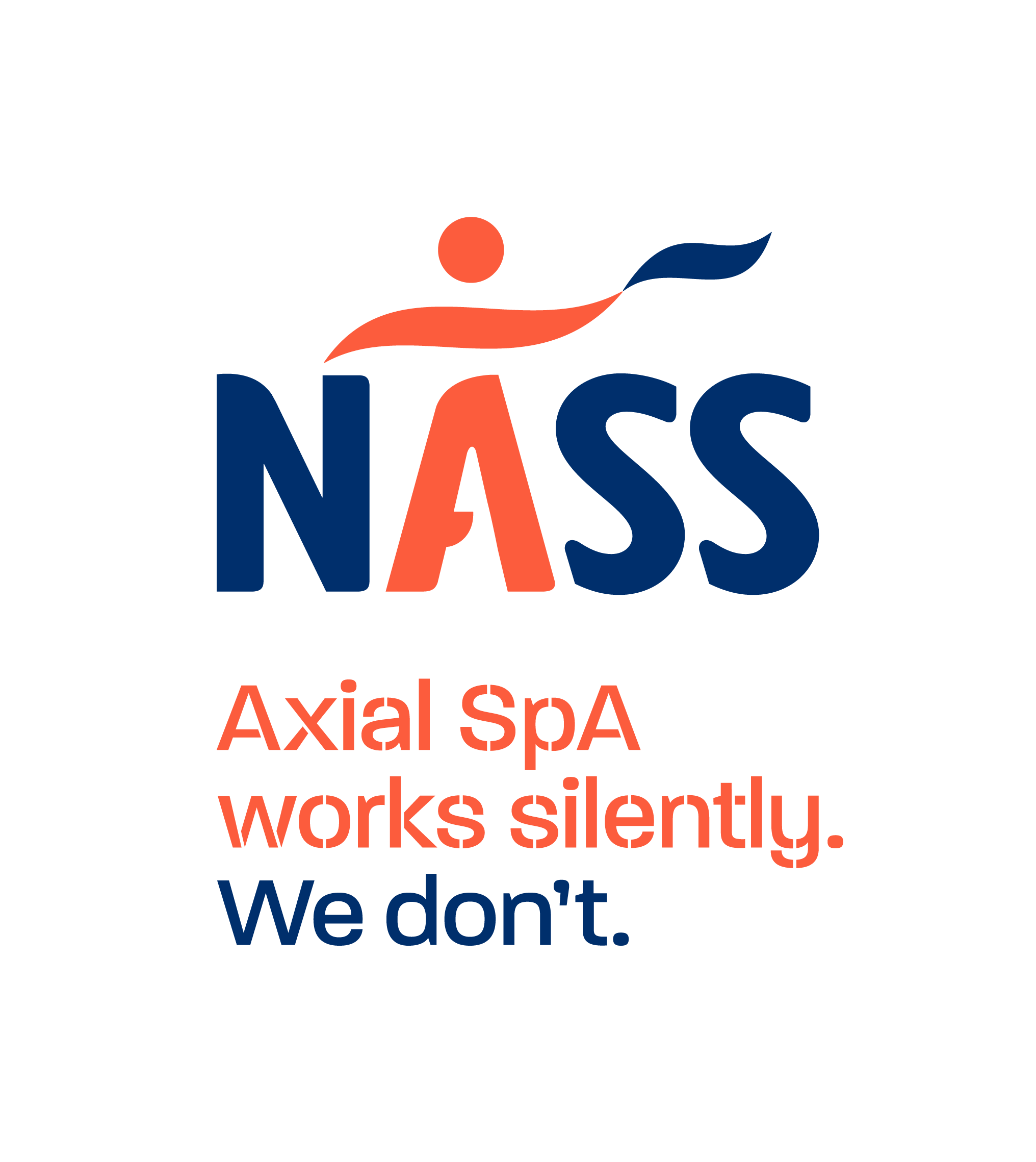 NASS (National Axial Spondyloarthritis Society). Strapline: Axial SpA works silently, we don't.