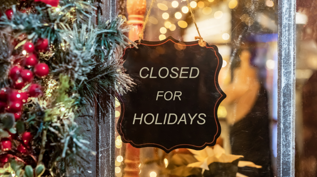 Festive opening hours 2025/2026