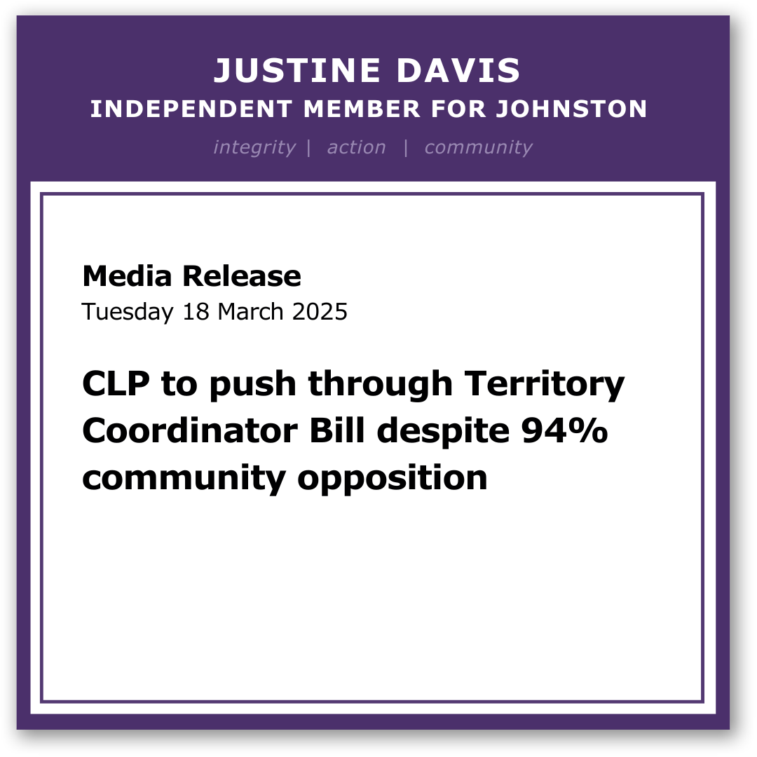 CLP to push through Territory Coordinator Bill despite 94% community opposition