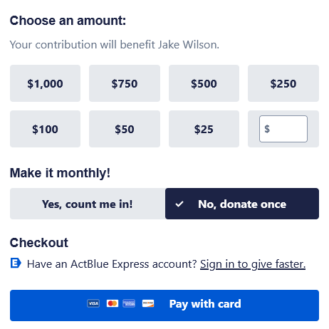 ActBlue donation homepage