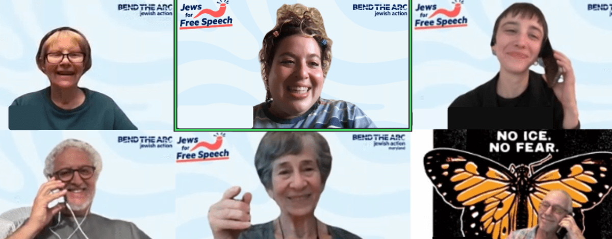 Smiling faces on Zoom with Jews for Free
Speech 