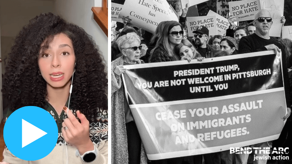 Jewish educator Raven Schwam-Curtis and
Pittsburgh marchers