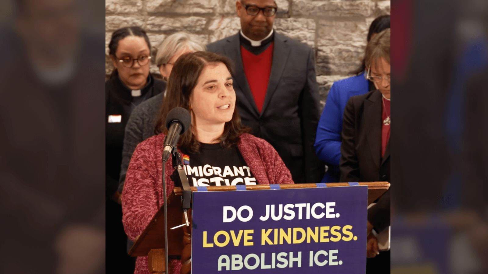 Bend the Arc CEO Jamie Beran speaking in Minneapolis