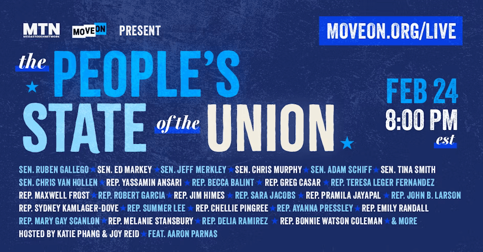 Information for the People's State of the Union, Feb 24 at 8pm ET