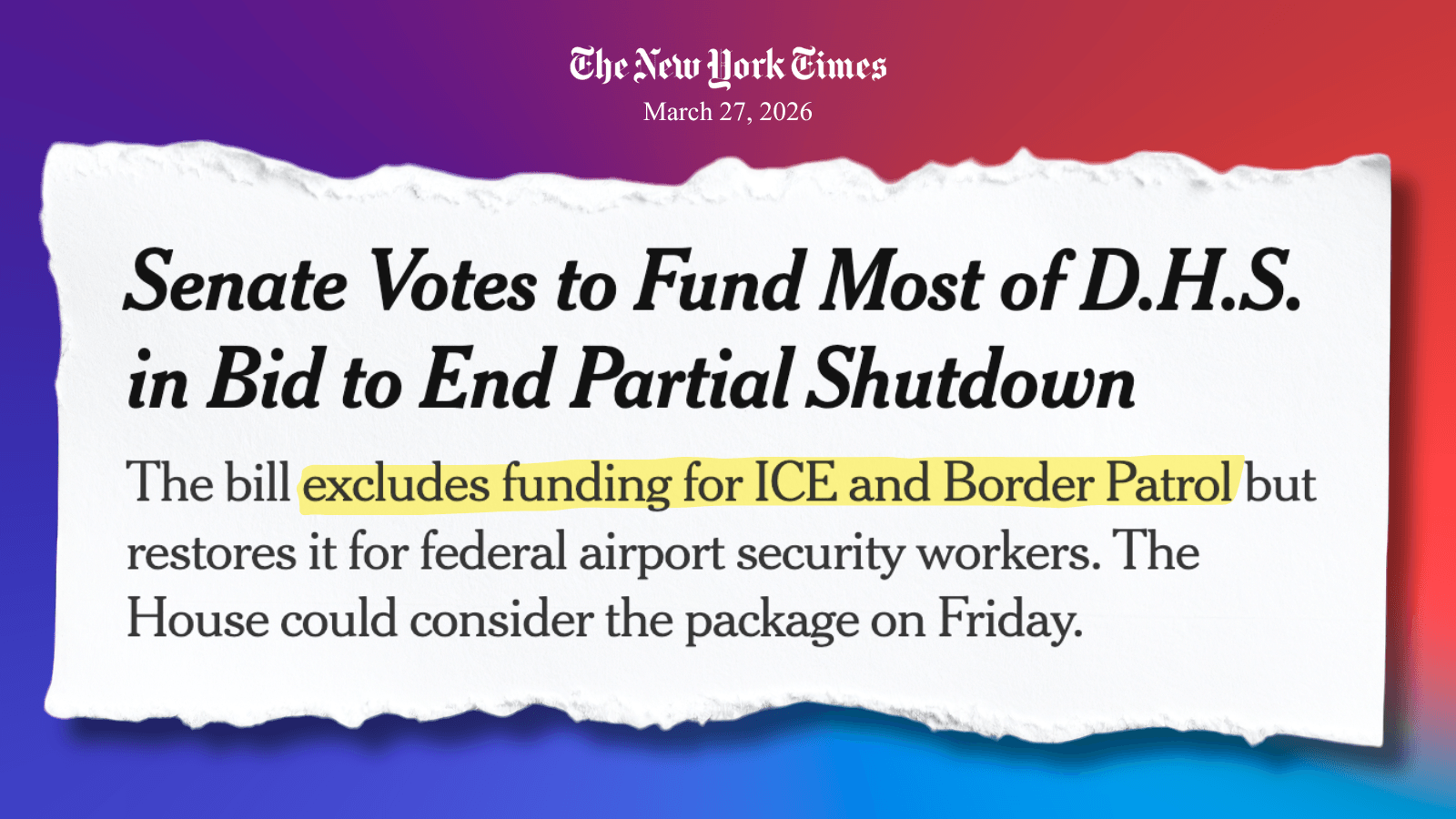 New York Times headline that reads \