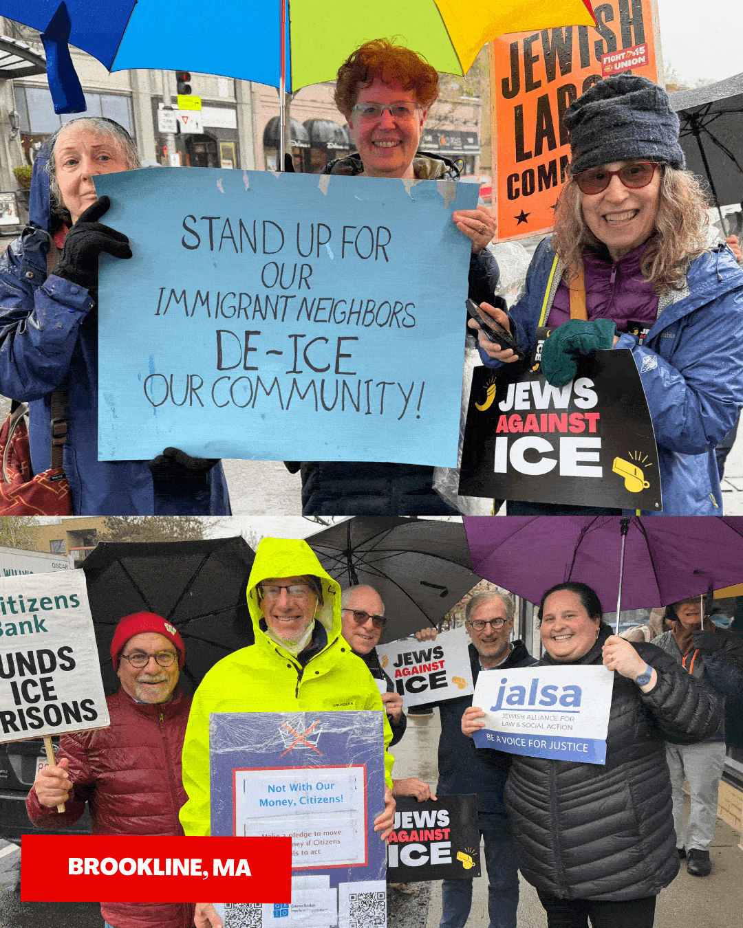 Rotating images of Jews Demand: ICE OUT actions around the country
