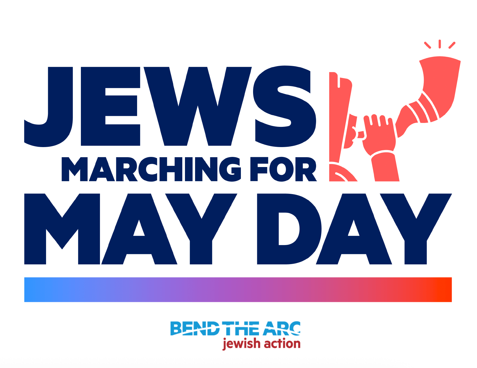 Jews Marching for May Day sign, with white background