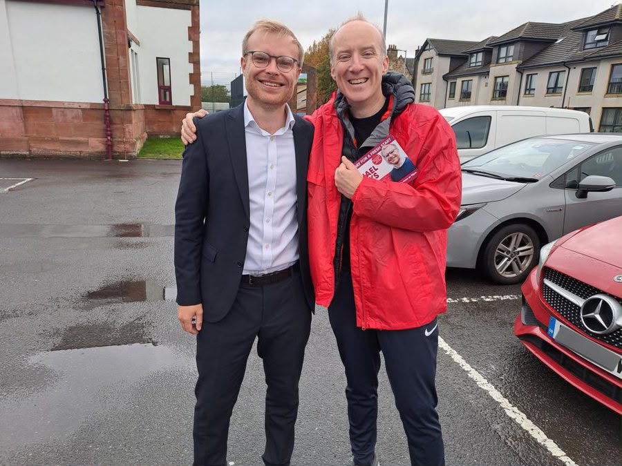 Michael Shanks and Michael Marra campaigning for Scottish Labour leader