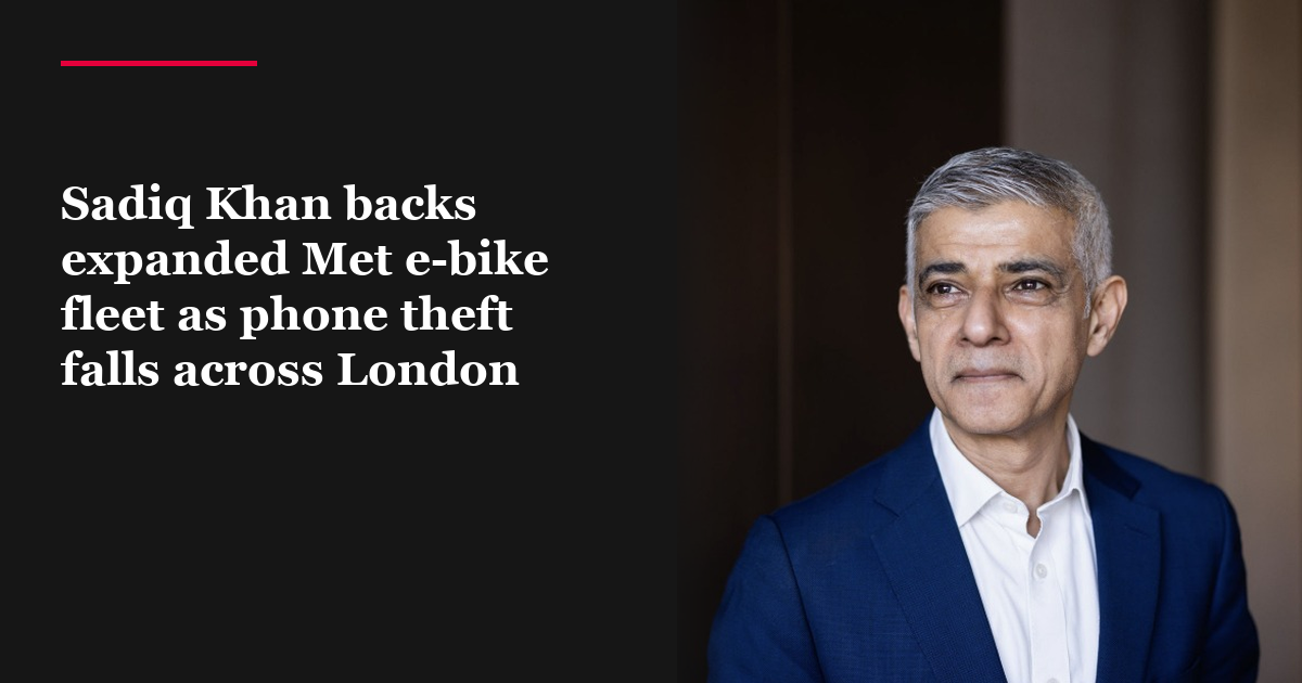 Sadiq Khan backs expanded Met e-bike fleet as phone theft falls across London