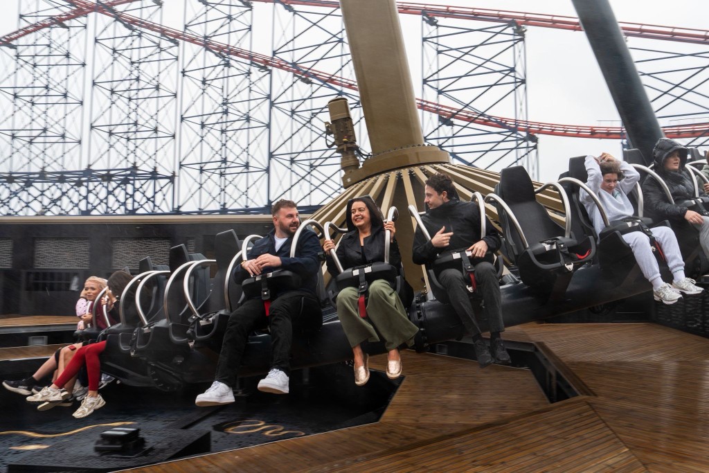 Stephanie Peacock and Chris Webb on a ride at Blackpool Pleasure Beach