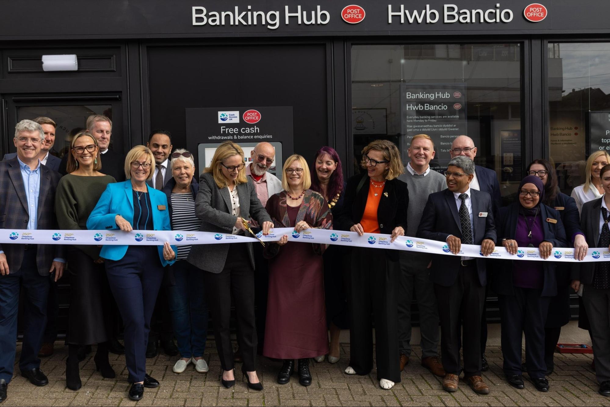 Lucy Rigby cuts the ribbon at the opening of the UK's 250th banking hub in Chepstow. Photo: WhatsApp / Labour Home intake.