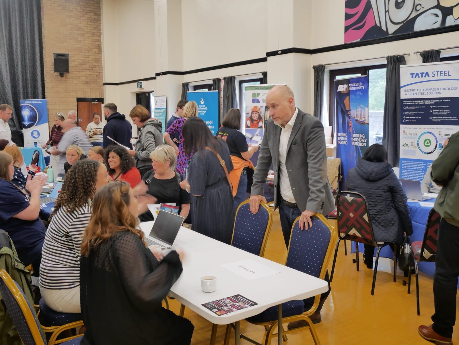 Attendees at Stephen Kinnock’s 11th Annual Funding Fair at Cwmafan Community Centre. Photo: WhatsApp / Labour Home intake.