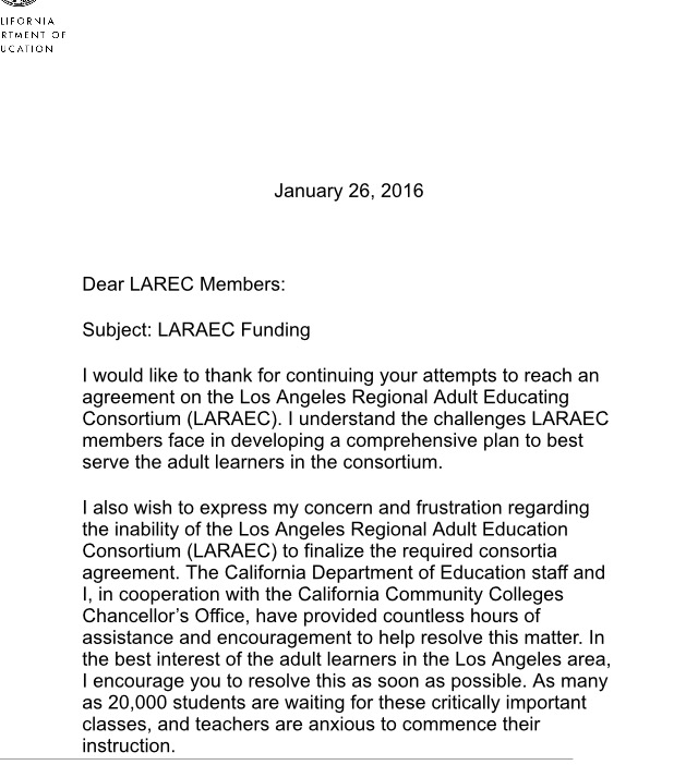 Sup't Torlakson letter 1-26-16 p1