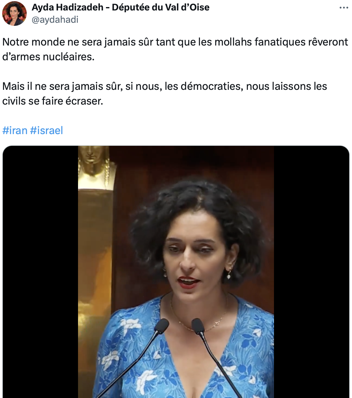 Ayda Hadizadeh sur le conflit Israélo-Iranien