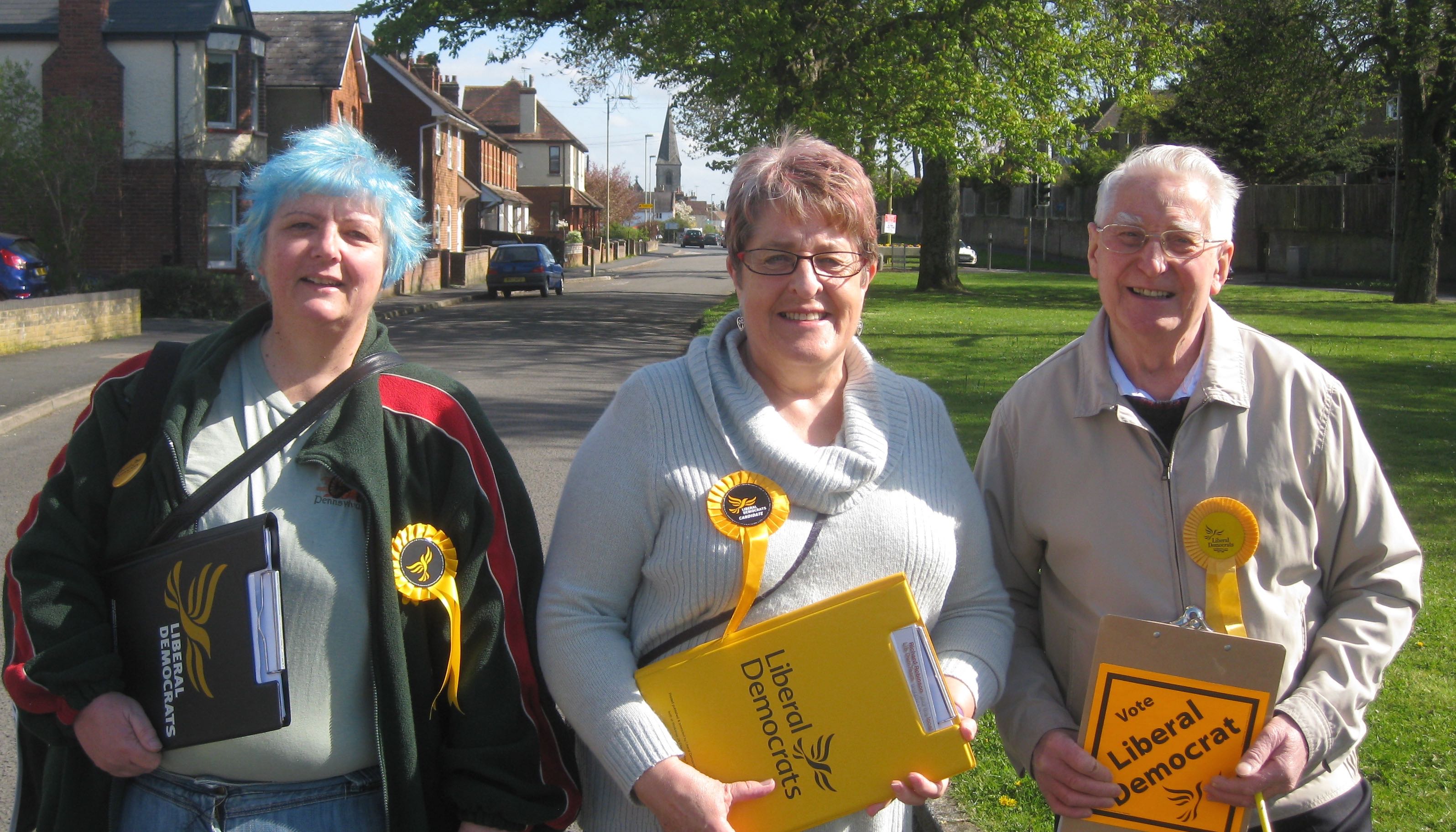 Lib Dem canvassers on the Butts in Alton