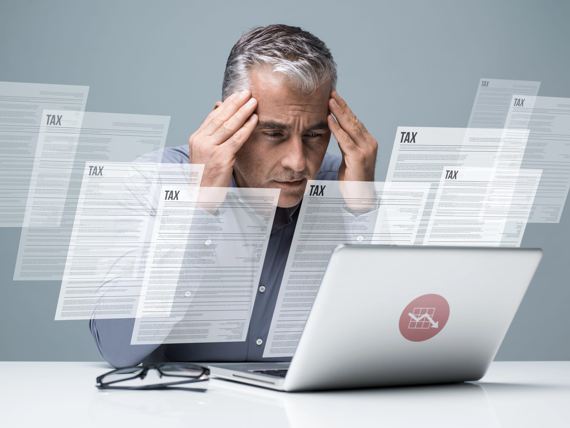 Businessman frustrated by payroll tax