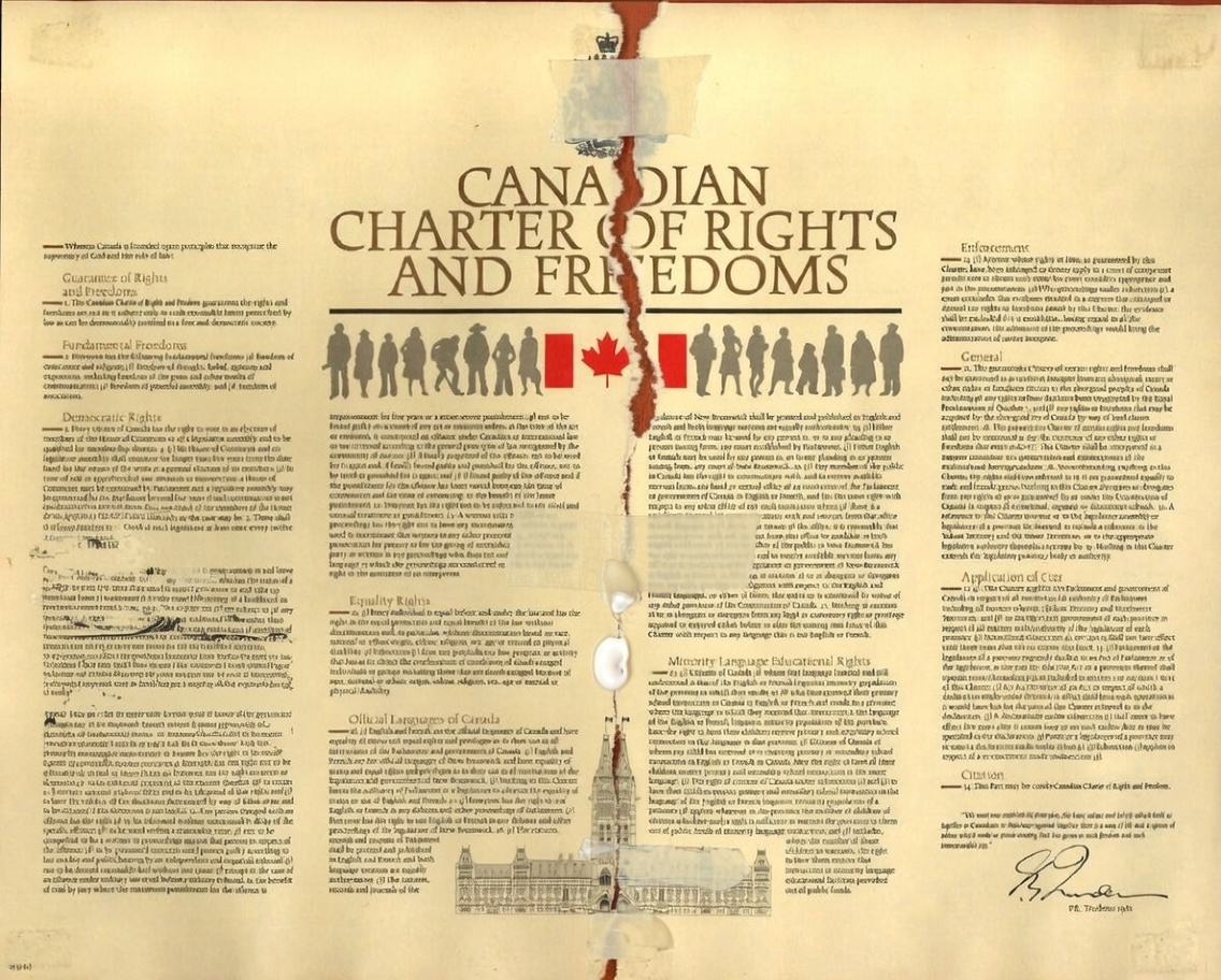 Charter of Rights & Freedoms, torn in half