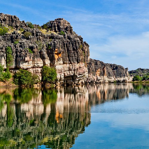 Danggu Geikie Gorge was carved by the Fitzroy River through part of an ancient limestone barrier reef which snakes across the west Kimberley (Image: Adam Monk)