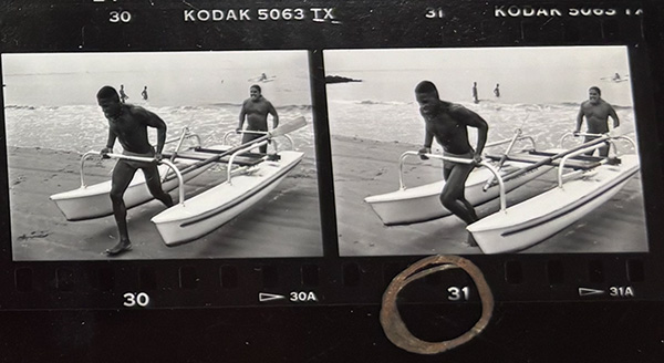 Black and white archival negatives showing DC 37 Member Lifeguards participate in lifeguard olympics at the beach