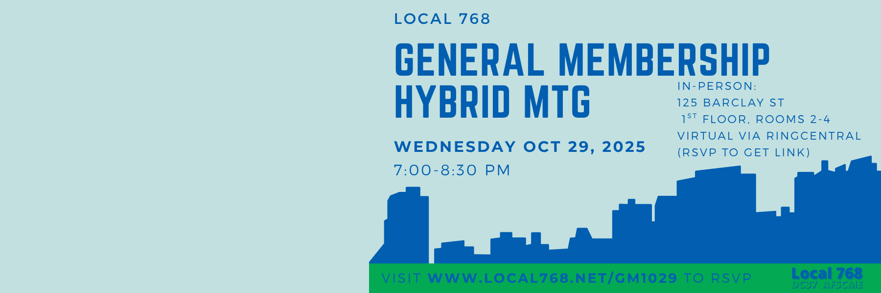 General Membership Meeting | Wed Oct 29, 7:00pm