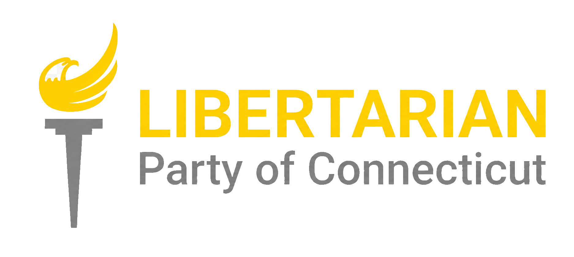 Libertarian Party of Connecticut banner featuring Connecticut residents, communities, landmarks, and the outline of Connecticut