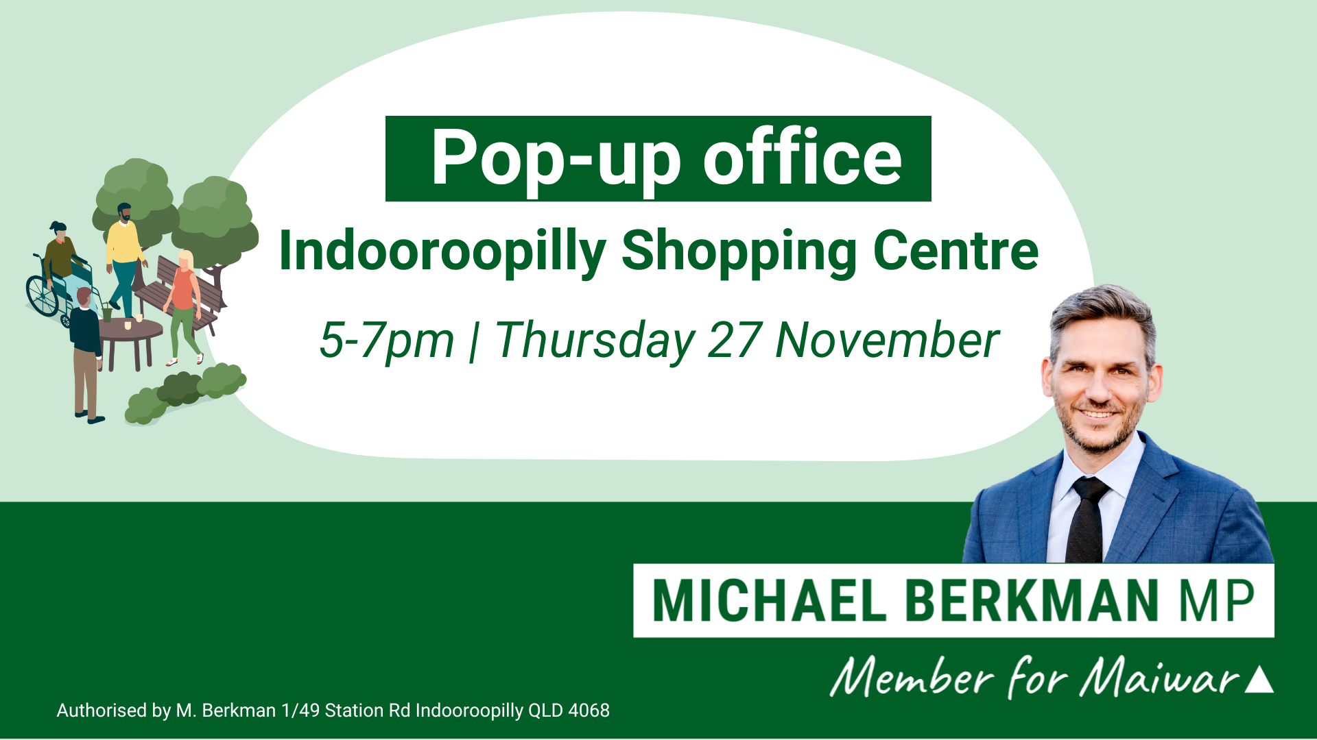 As your local State MP, I want to hear from you. I hold these regular pop-up offices as a way for people to come and chat with me outside the office.