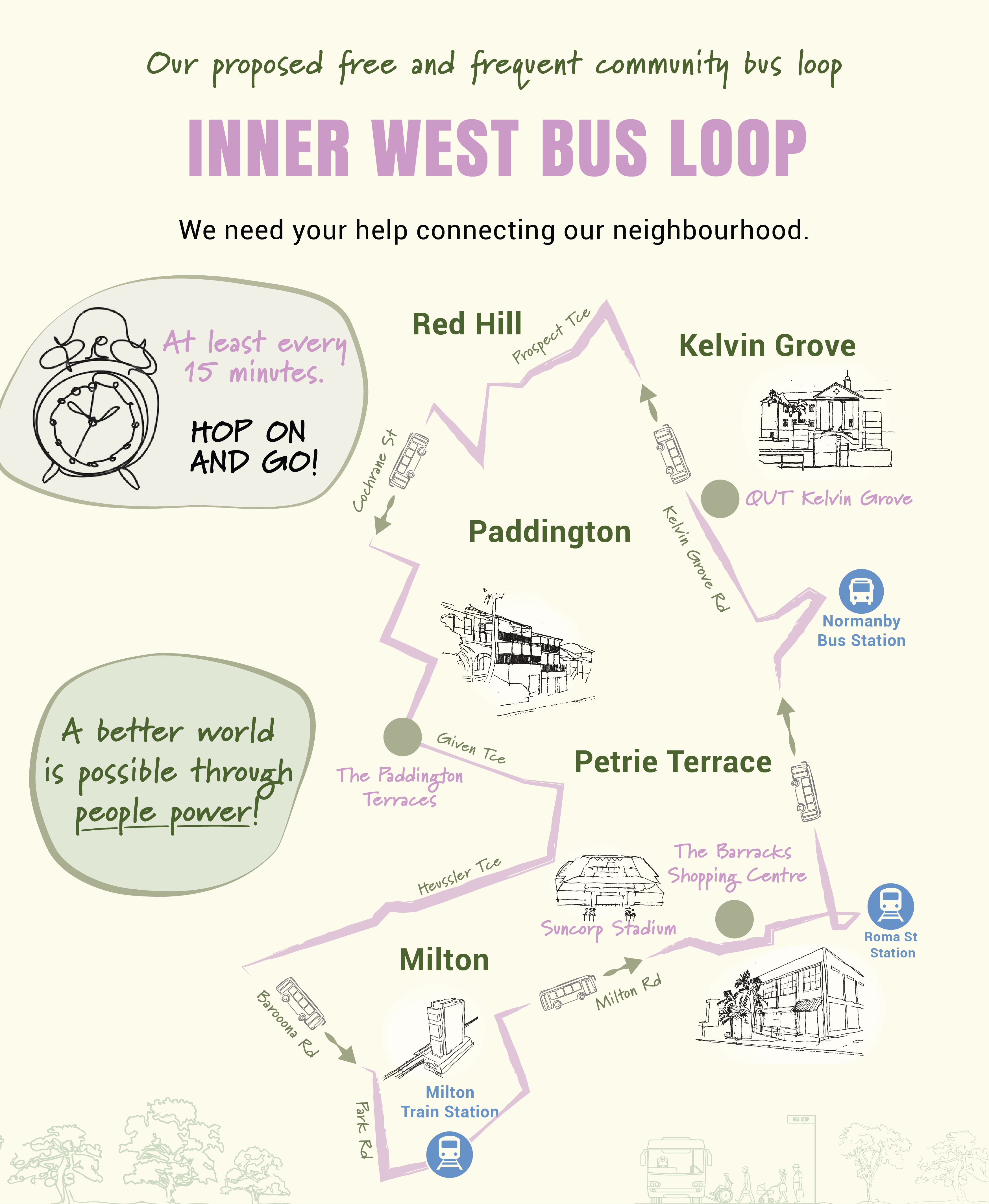 The Inner West Bus Loop route map