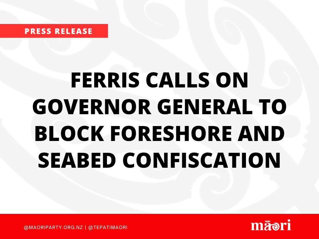 Ferris Calls on Governor General to Block Foreshore and Seabed Confiscation preview image