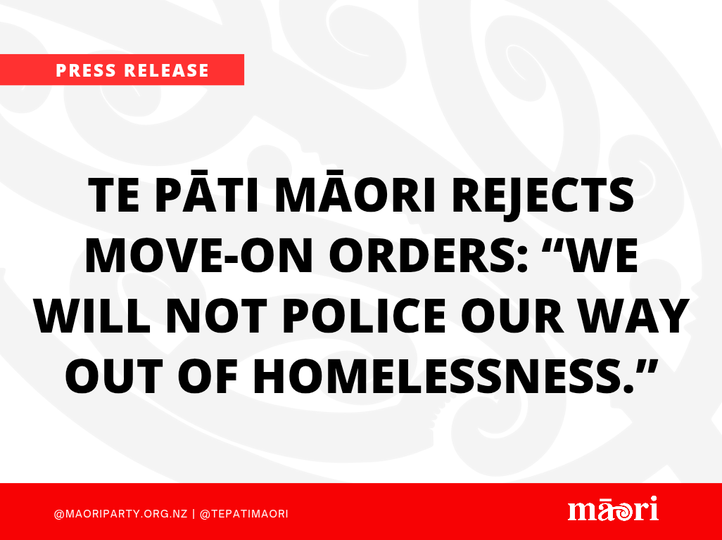 Te Pāti Māori rejects move-on orders: “We will not police our way out of homelessness.” preview image