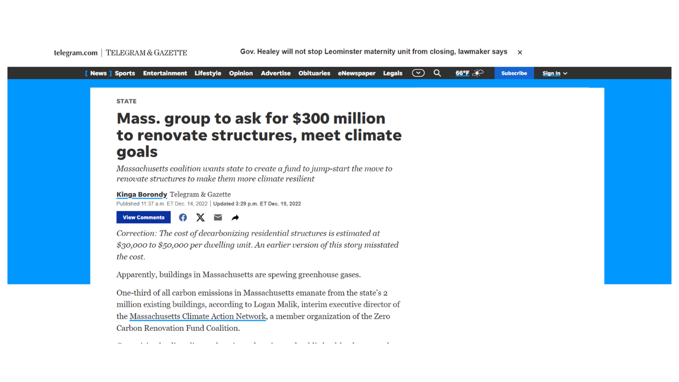 MCAN in the Media - Massachusetts Climate Action Network