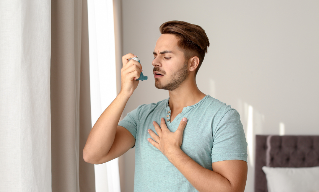 Women using inhaler 