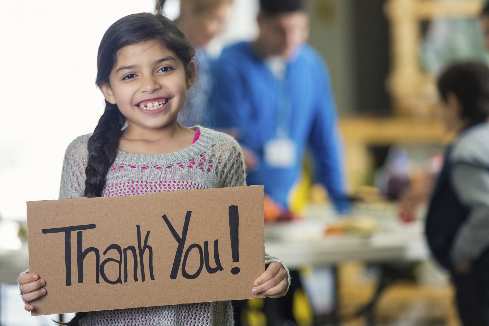 thank you board in children hand