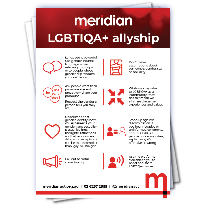 Image of the Meridian LGBTIQA+ allyship poster