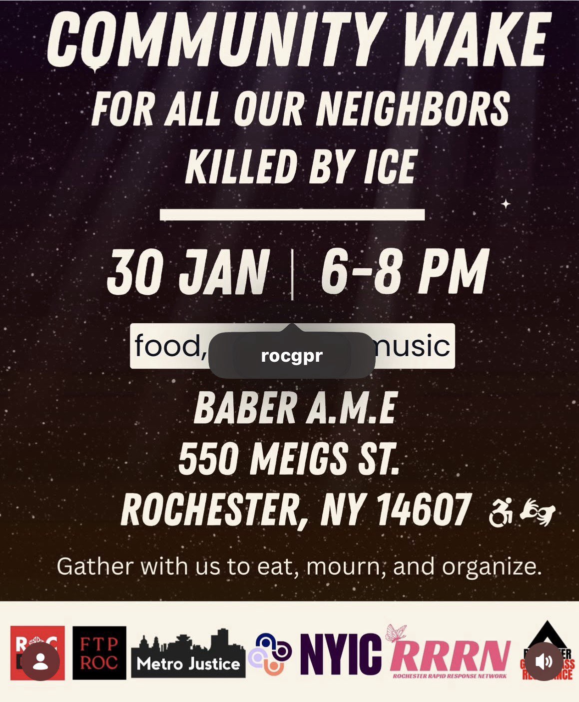 Flier for community wake