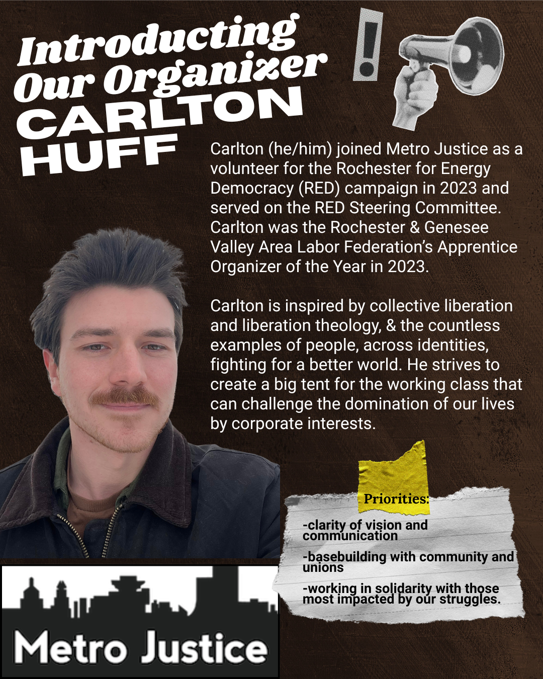 flier introducing Carlton Hugg