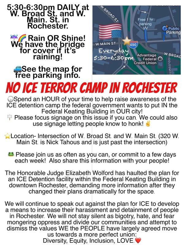 flier for the daily NO ICE camp